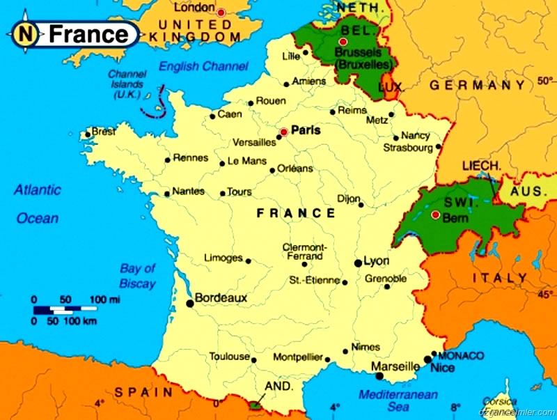 Fransanın Haritası, Fransa Haritaları