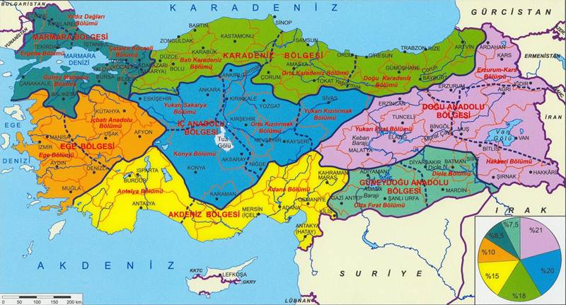 Türkiye bölgeler haritası detaylı