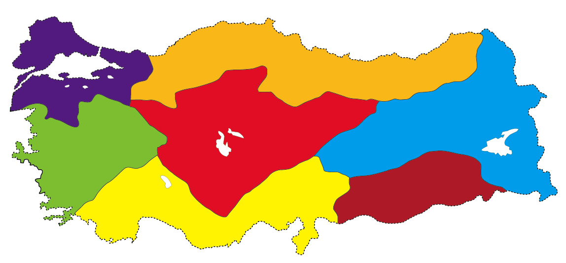 Türkiye Bölgeler Haritası Vektörel